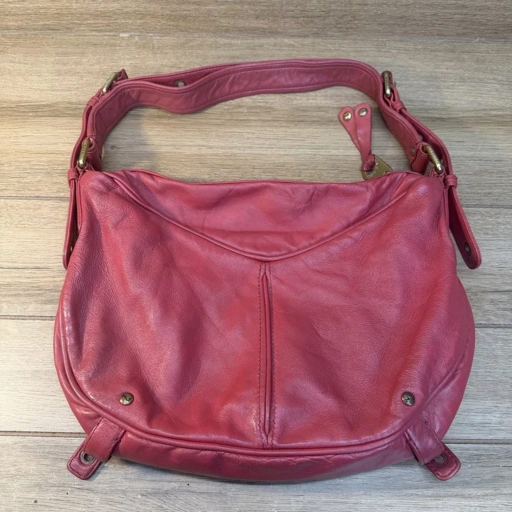 Vintage Marc Jacobs Shoulder Bag Y2K Pink Leather Hobo Studs Buckles Pockets